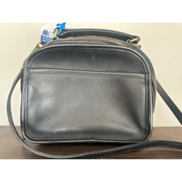 Vintage Coach Classic Lunch Box Top Handle Black Leather Shoulder Bag 9991 - Picture 2 of 14